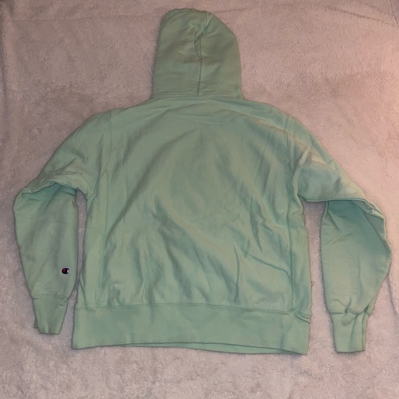 Champion‎ Mint Green Reverse Weave Embroidered Logo Hoodie/Sweatshirt - Picture 5 of 6